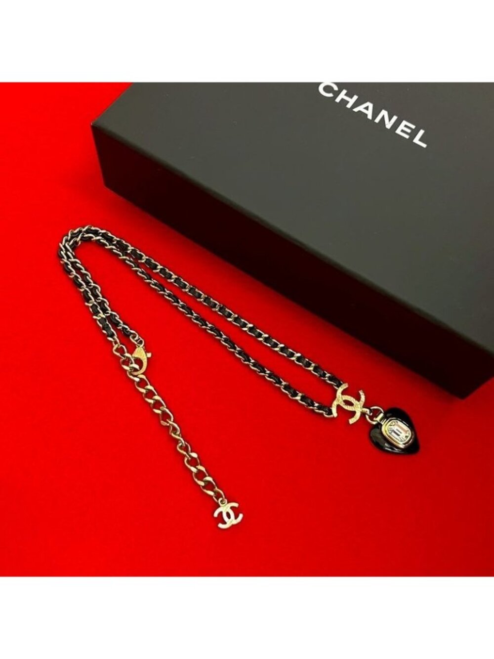Chanel Heart Motif GP Leather Chain